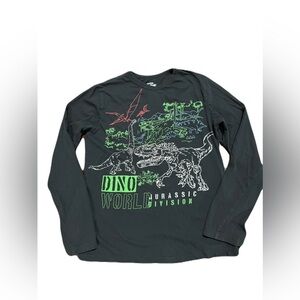 OshKosh boys’ 14 long sleeve Dino World graphic T-shirt, dark grey